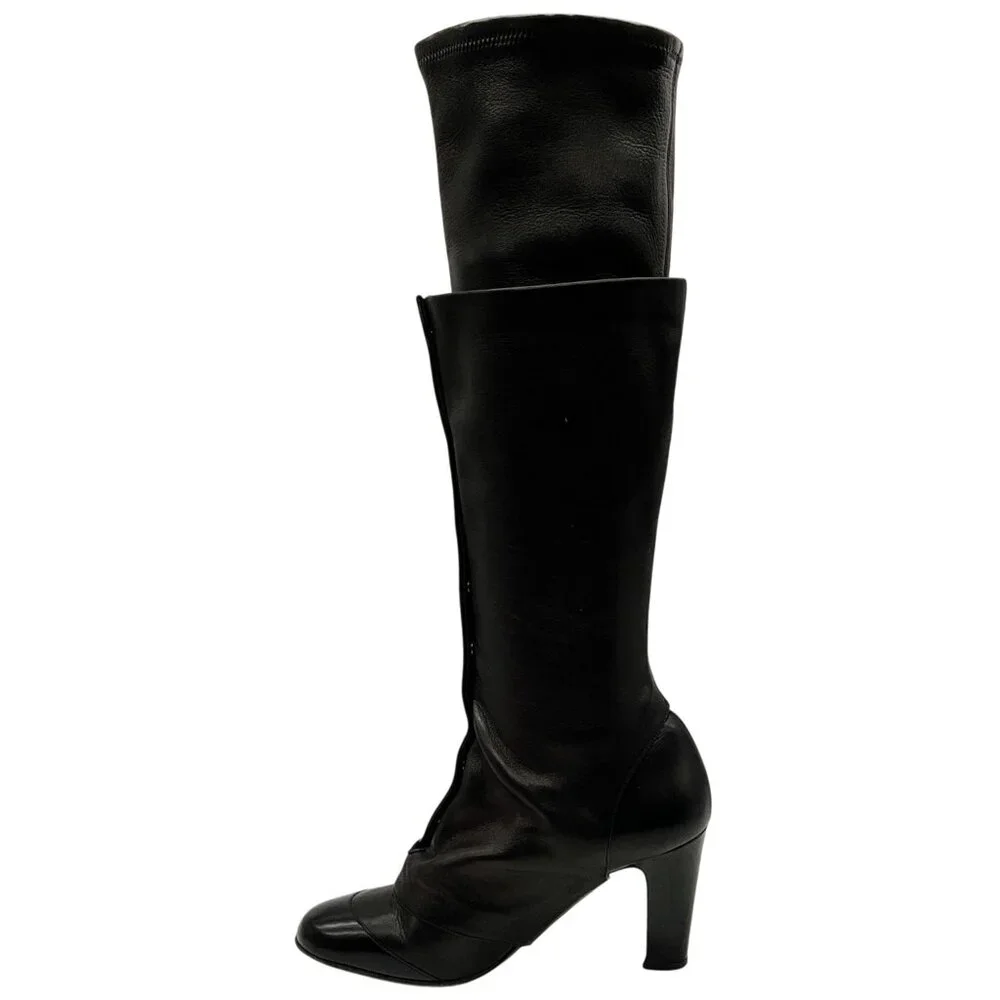 Chanel Black Leather Boots with Removable Spats - Picture 3 of 6